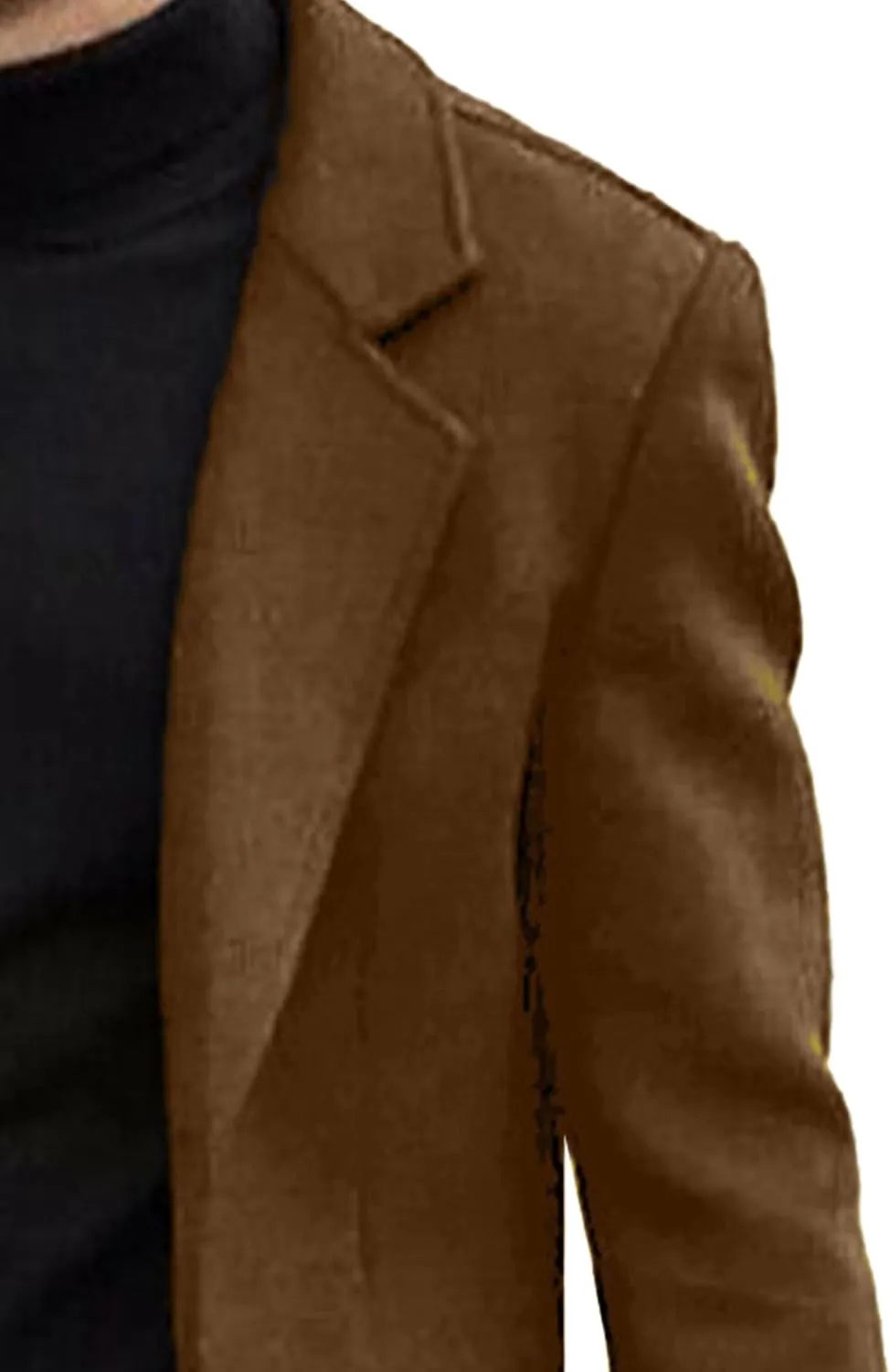 Maiyifu-GJ Men's Single Breasted Wool Blend Pea Coat Winter Thick Slim Fit Trench Coats Long Warm Classic Business Coat