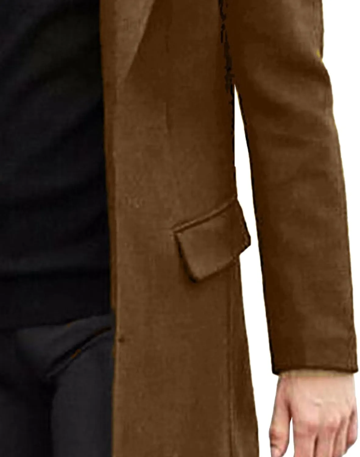 Maiyifu-GJ Men's Single Breasted Wool Blend Pea Coat Winter Thick Slim Fit Trench Coats Long Warm Classic Business Coat