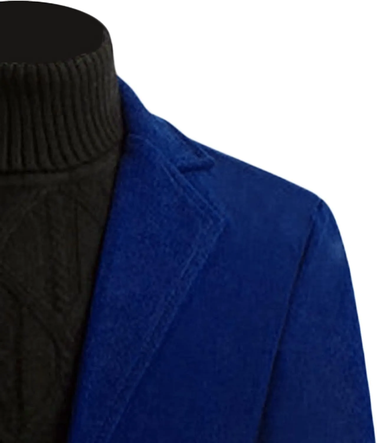 Maiyifu-GJ Men's Wool Blend Trench Coats Mid-Length Notched Collar Slim Overcoat Casual Business Single Breasted Long Jackets