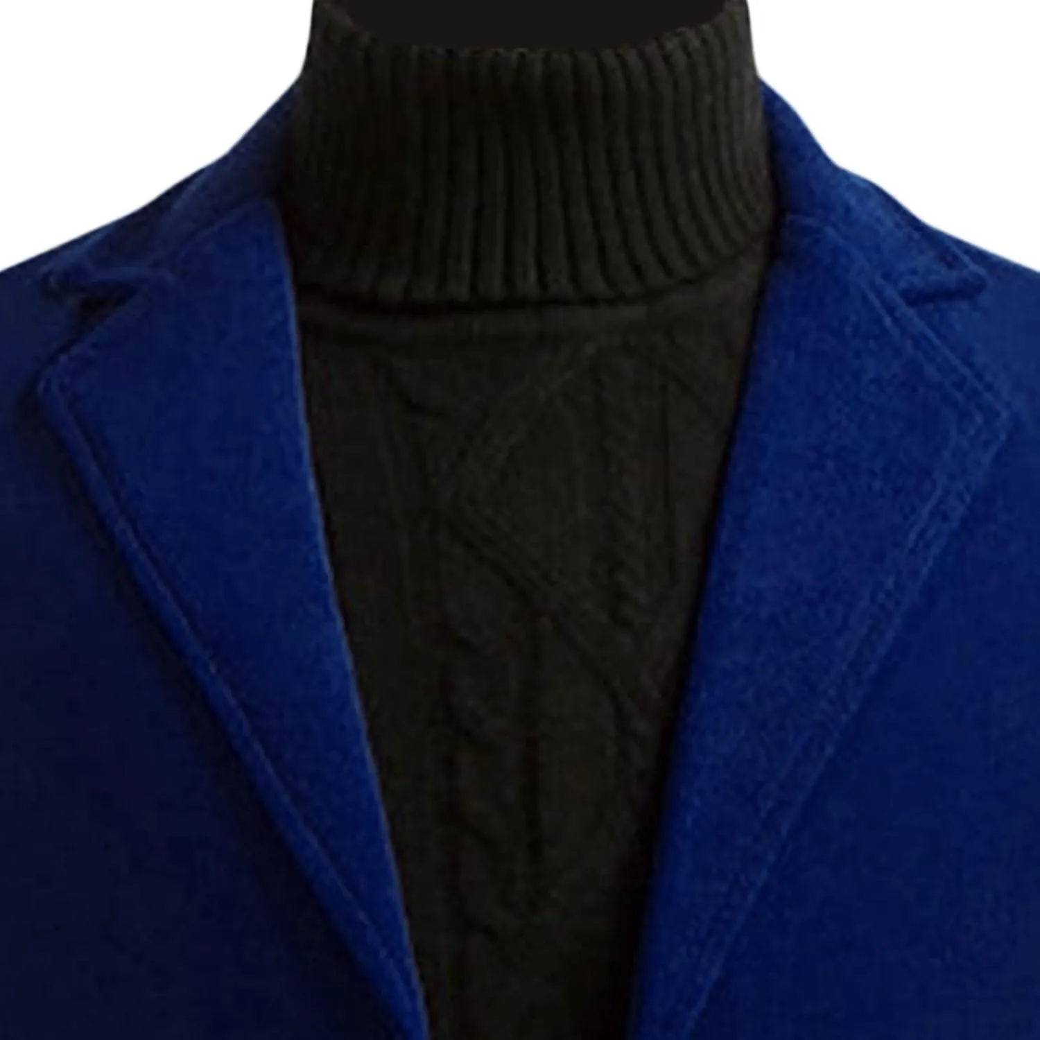 Maiyifu-GJ Men's Wool Blend Trench Coats Mid-Length Notched Collar Slim Overcoat Casual Business Single Breasted Long Jackets