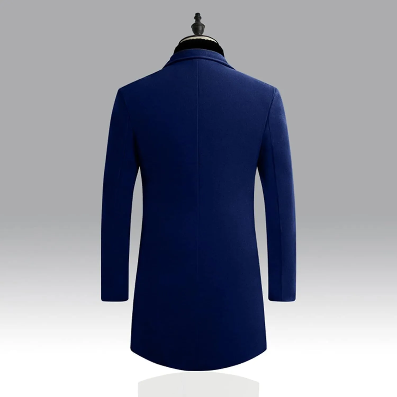 Maiyifu-GJ Men's Wool Blend Trench Coats Mid-Length Notched Collar Slim Overcoat Casual Business Single Breasted Long Jackets