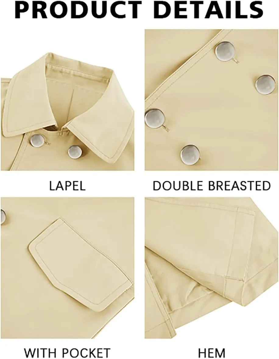 Makkrom Kids Boys Classic Trench Coat Double Breasted Toddler Baby Long Jacket Breasted Peacoat Fall Winter Outwear Coats