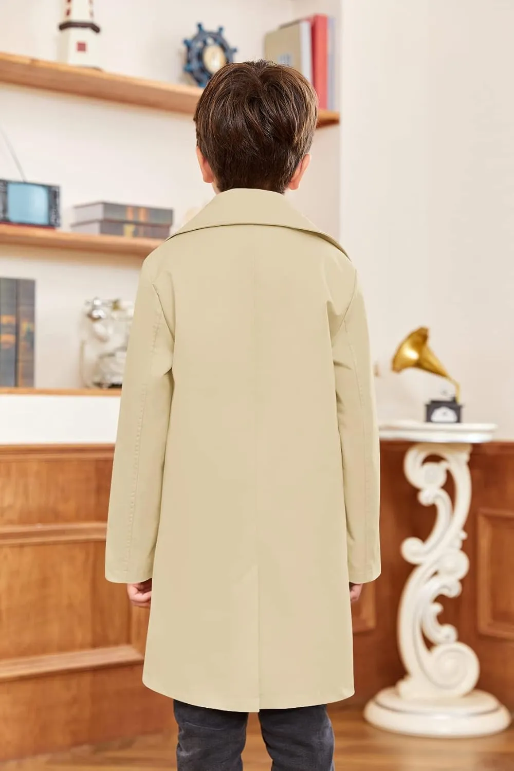 Makkrom Kids Boys Classic Trench Coat Double Breasted Toddler Baby Long Jacket Breasted Peacoat Fall Winter Outwear Coats