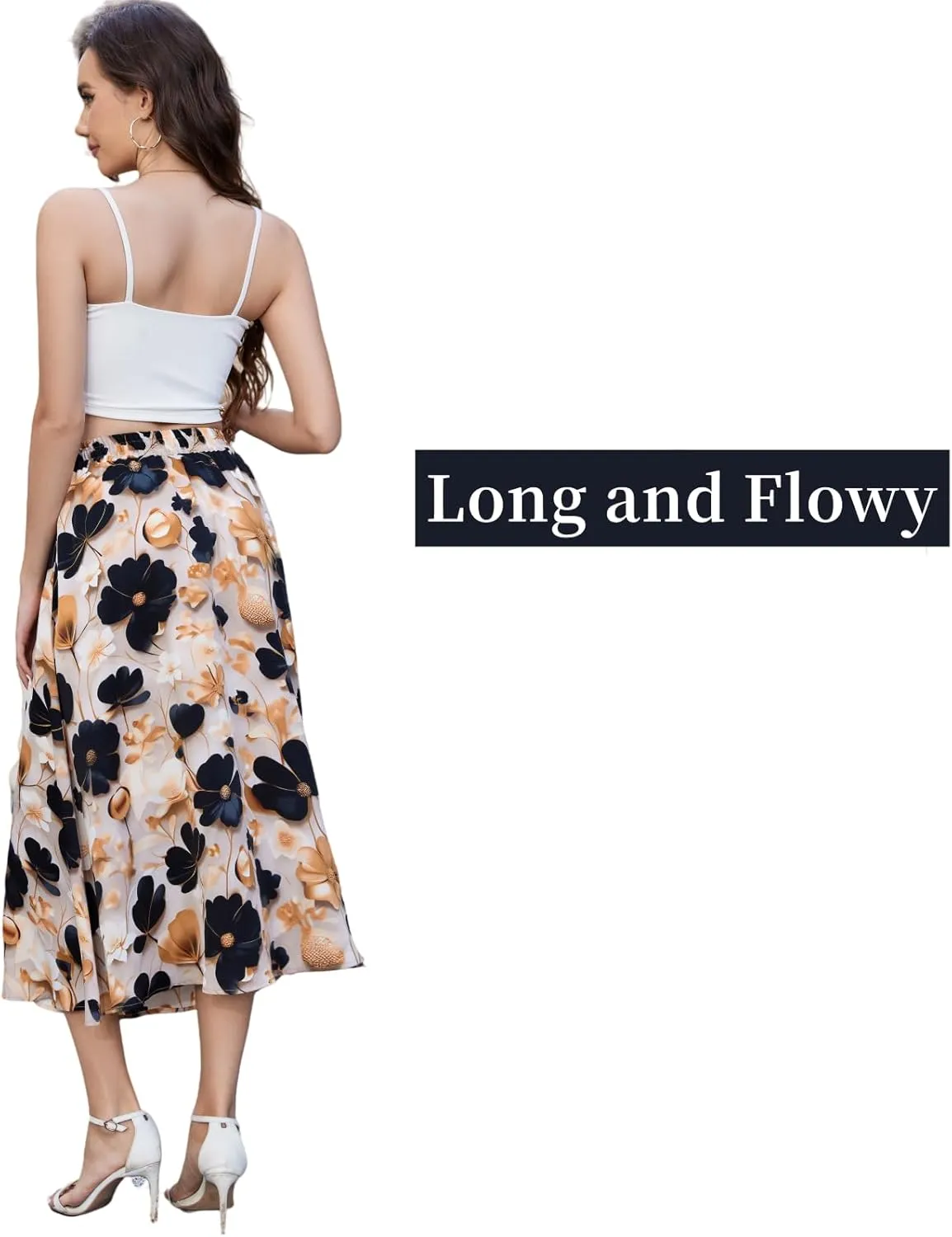 Maxi Skirts for Women with Pockets Long Midi Length Casual Skirt for Beach Party Holiday