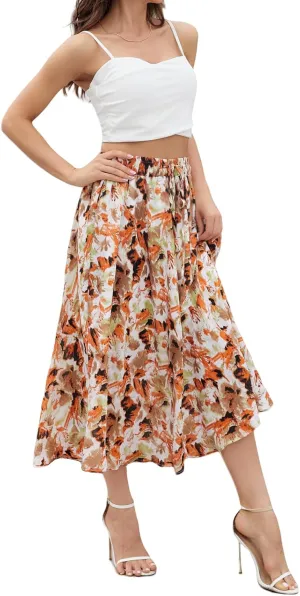 Maxi Skirts for Women with Pockets Long Midi Length Casual Skirt for Beach Party Holiday