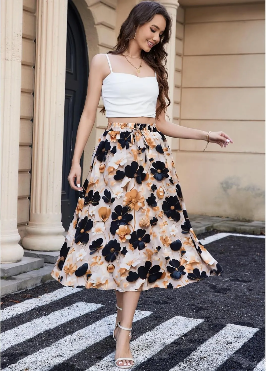 Maxi Skirts for Women with Pockets Long Midi Length Casual Skirt for Beach Party Holiday