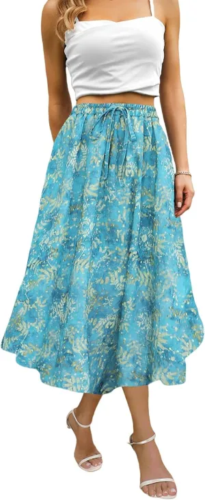 Maxi Skirts for Women with Pockets Long Midi Length Casual Skirt for Beach Party Holiday