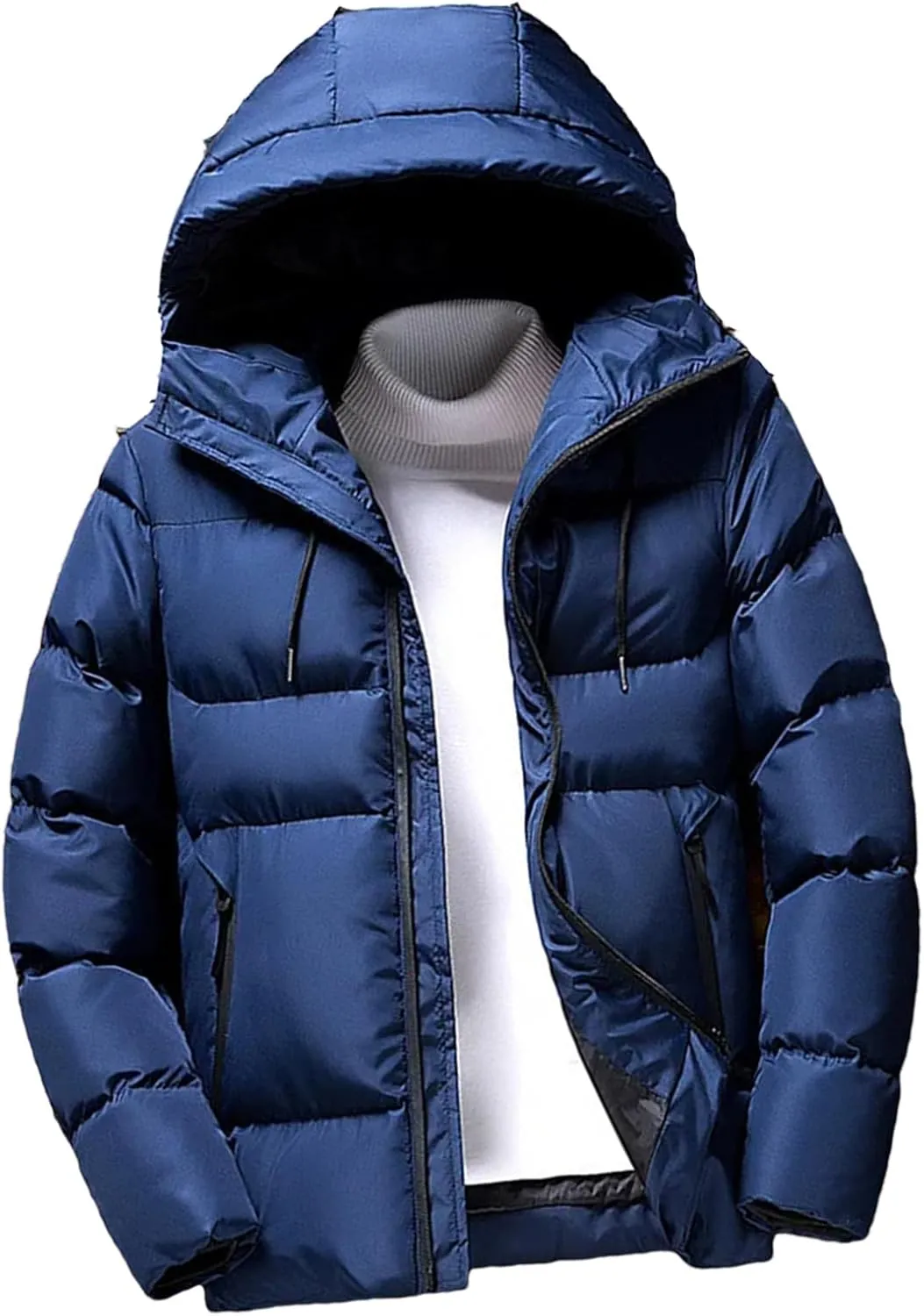 Men Hooded Lightweight Cotton Padded Coats Warm Casual Jackets Puffer Jacket