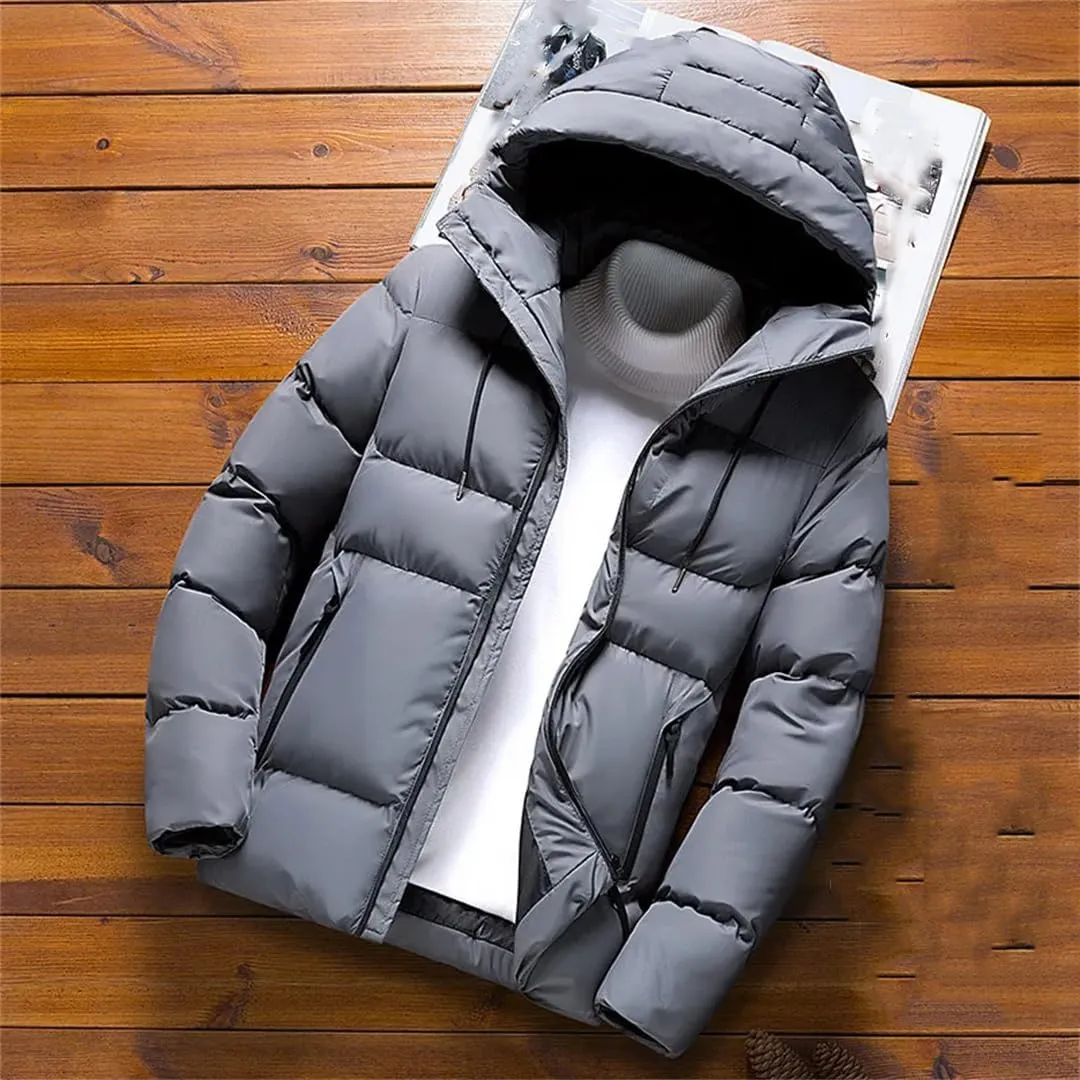 Men Hooded Lightweight Cotton Padded Coats Warm Casual Jackets Puffer Jacket