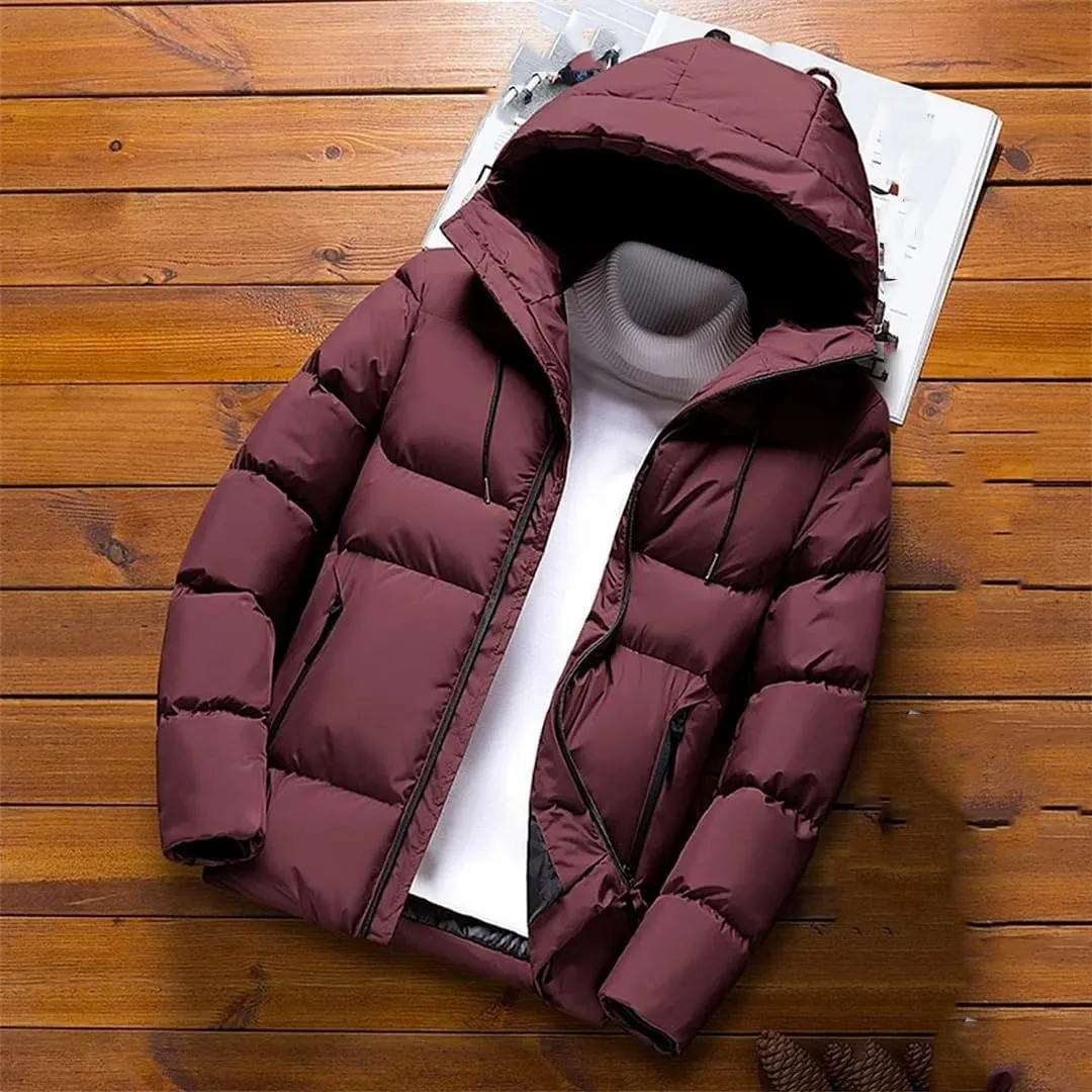Men Hooded Lightweight Cotton Padded Coats Warm Casual Jackets Puffer Jacket