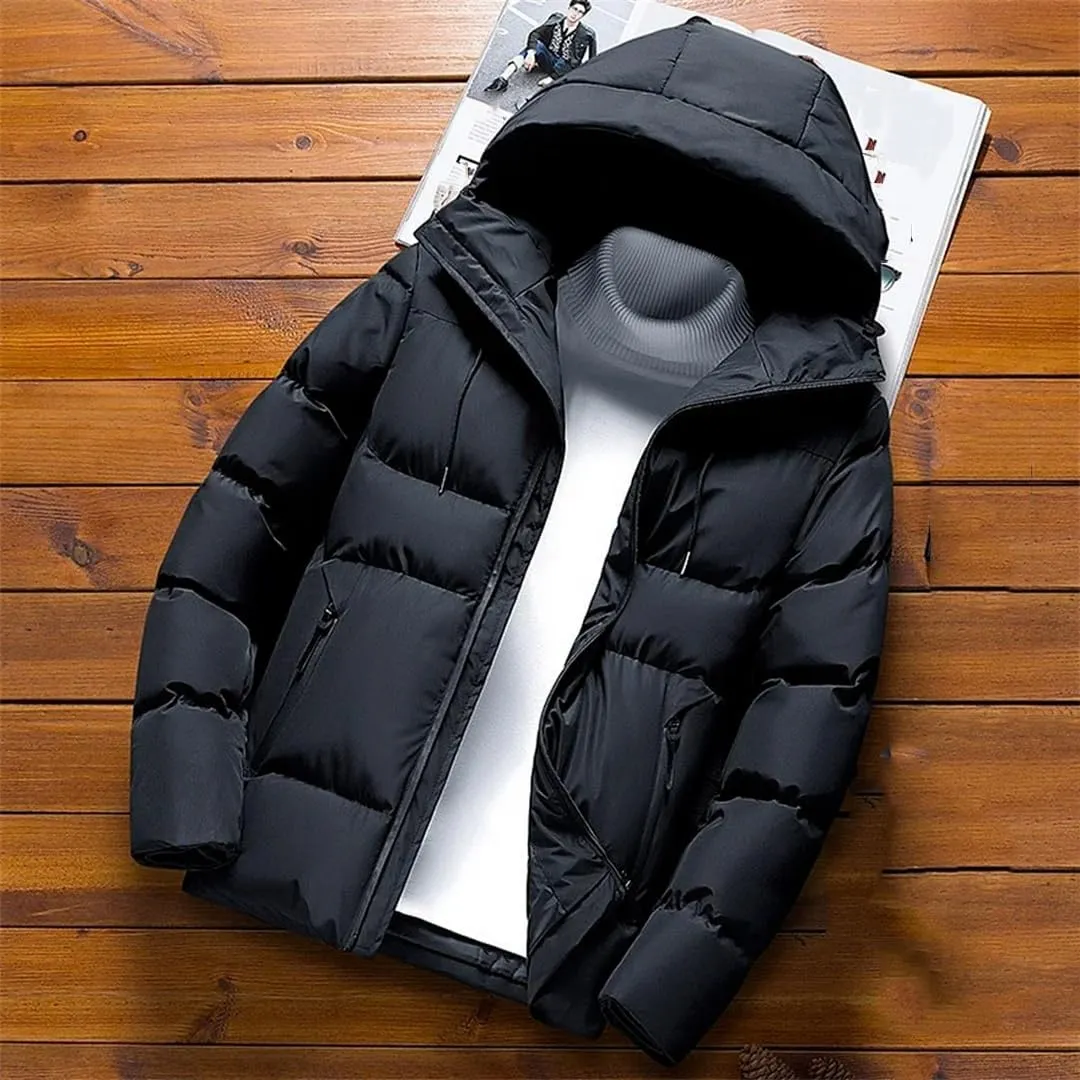 Men Hooded Lightweight Cotton Padded Coats Warm Casual Jackets Puffer Jacket