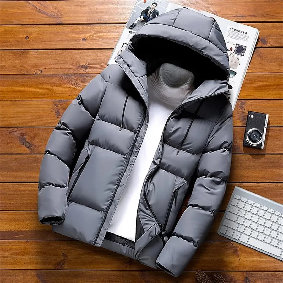 Men Hooded Lightweight Cotton Padded Coats Warm Casual Jackets Puffer Jacket