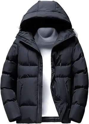 Men Hooded Lightweight Cotton Padded Coats Warm Casual Jackets Puffer Jacket