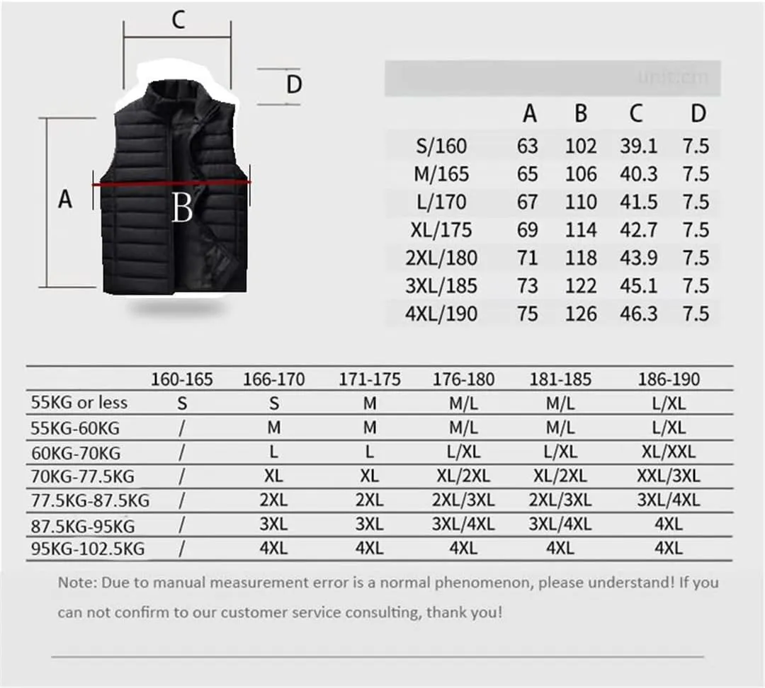 Men Thick Vest Autumn Jackets Sleeveless Coats Warm Cotton Padded Waistcoat