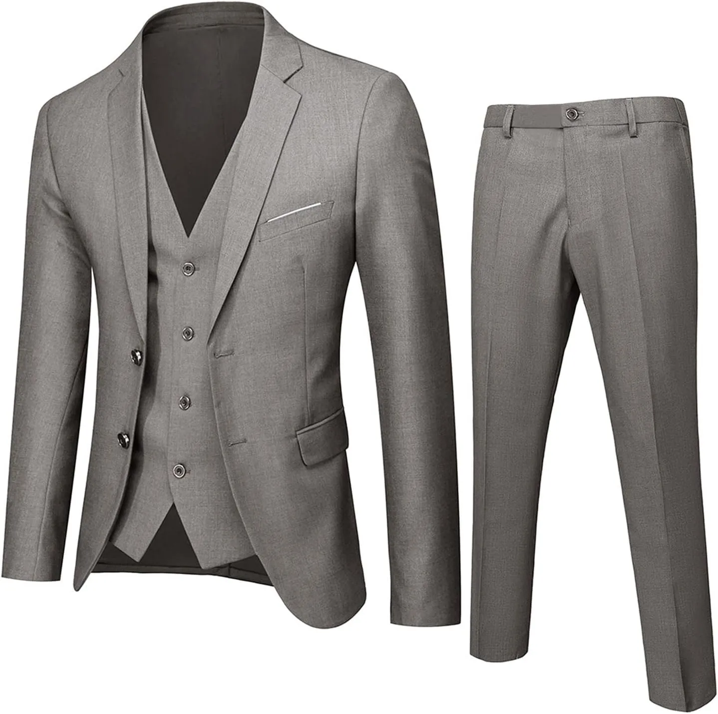 Mens 3 Piece Suit Slim Fit Tux, Formal Blazer Jacket Vest Pants Set for Party, Prom, Wedding and Business
