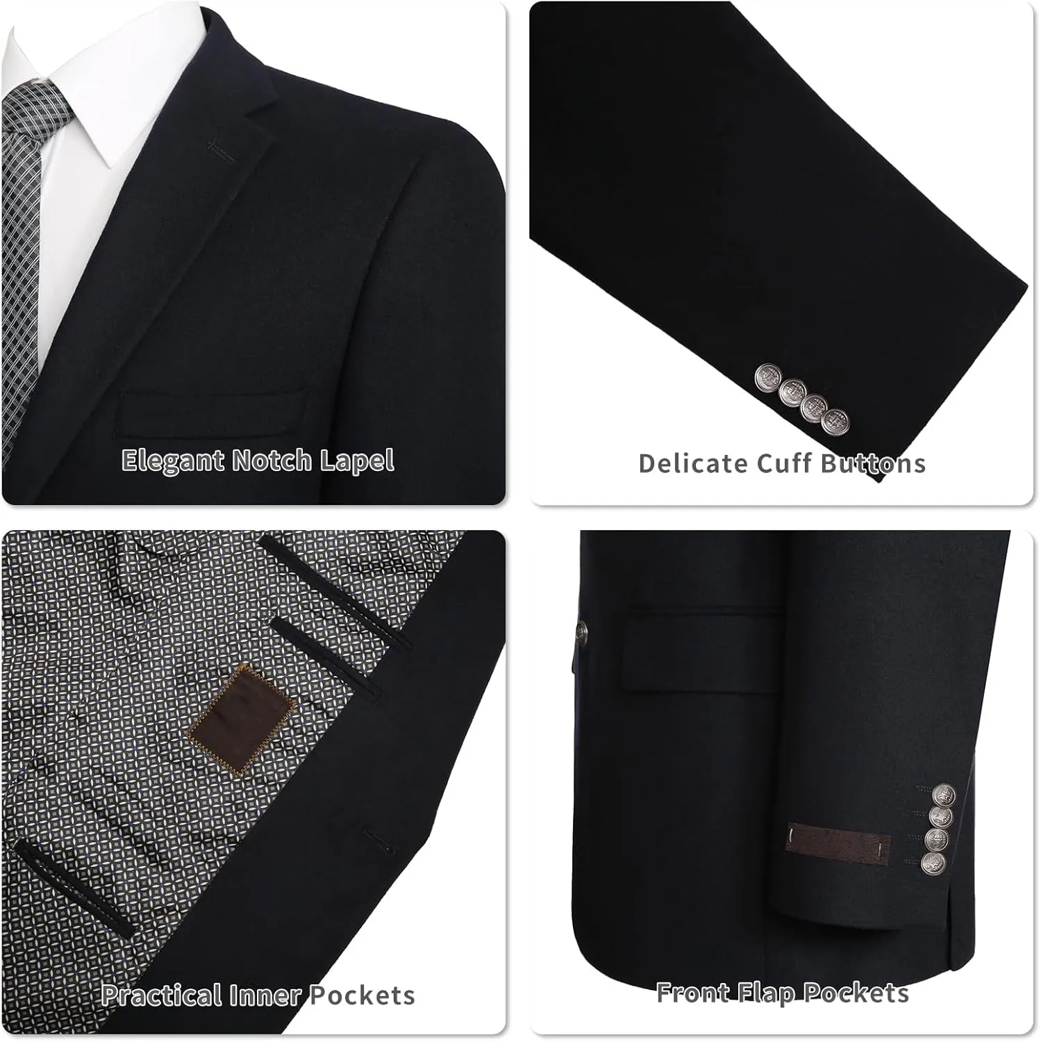Men's Blazer Classic Fit Sport Coats Stylish 2 Button Single Breasted Stretch Sports Jacket for Business & Daily