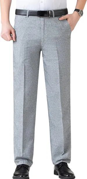 Men's Chino Flat Front Slim Fit Pant Casual Cotton Stretch Suit Pants Lightweight Skinny Fit Dress Pant (35,Light Grey)