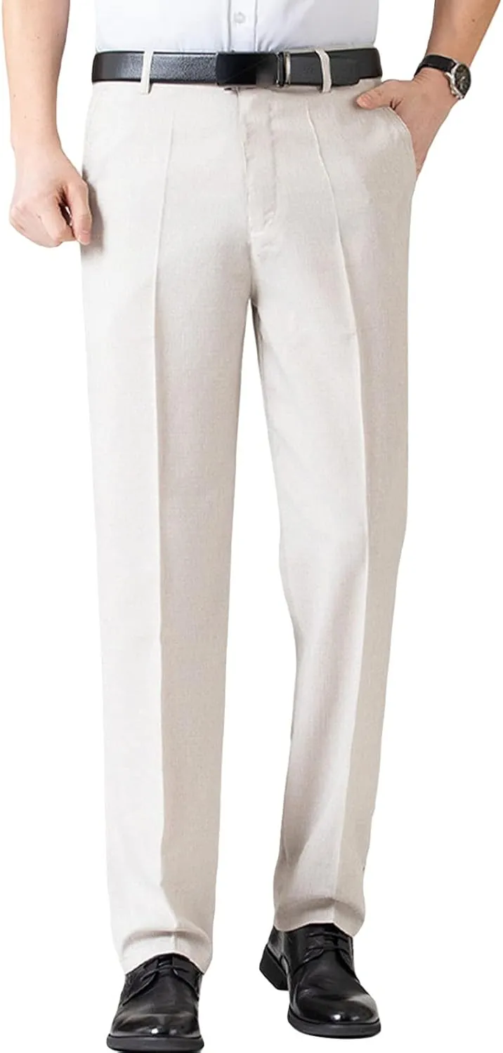 Men's Chino Flat Front Slim Fit Pant Casual Cotton Stretch Suit Pants Lightweight Skinny Fit Dress Pant (42,Light White)