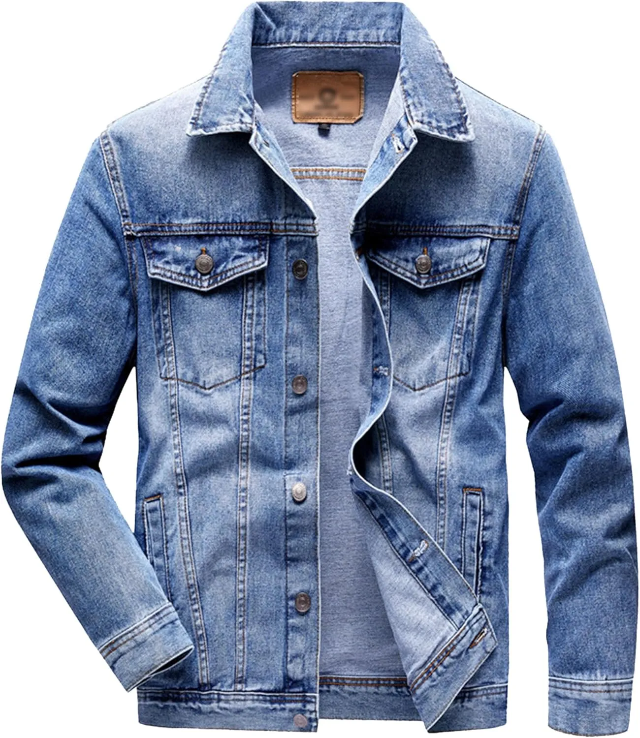 Men's Distressed Ripped Denim Jacket Slim Fit Fashion Workwear Casual Classic Button Down Trucker Jean Coat