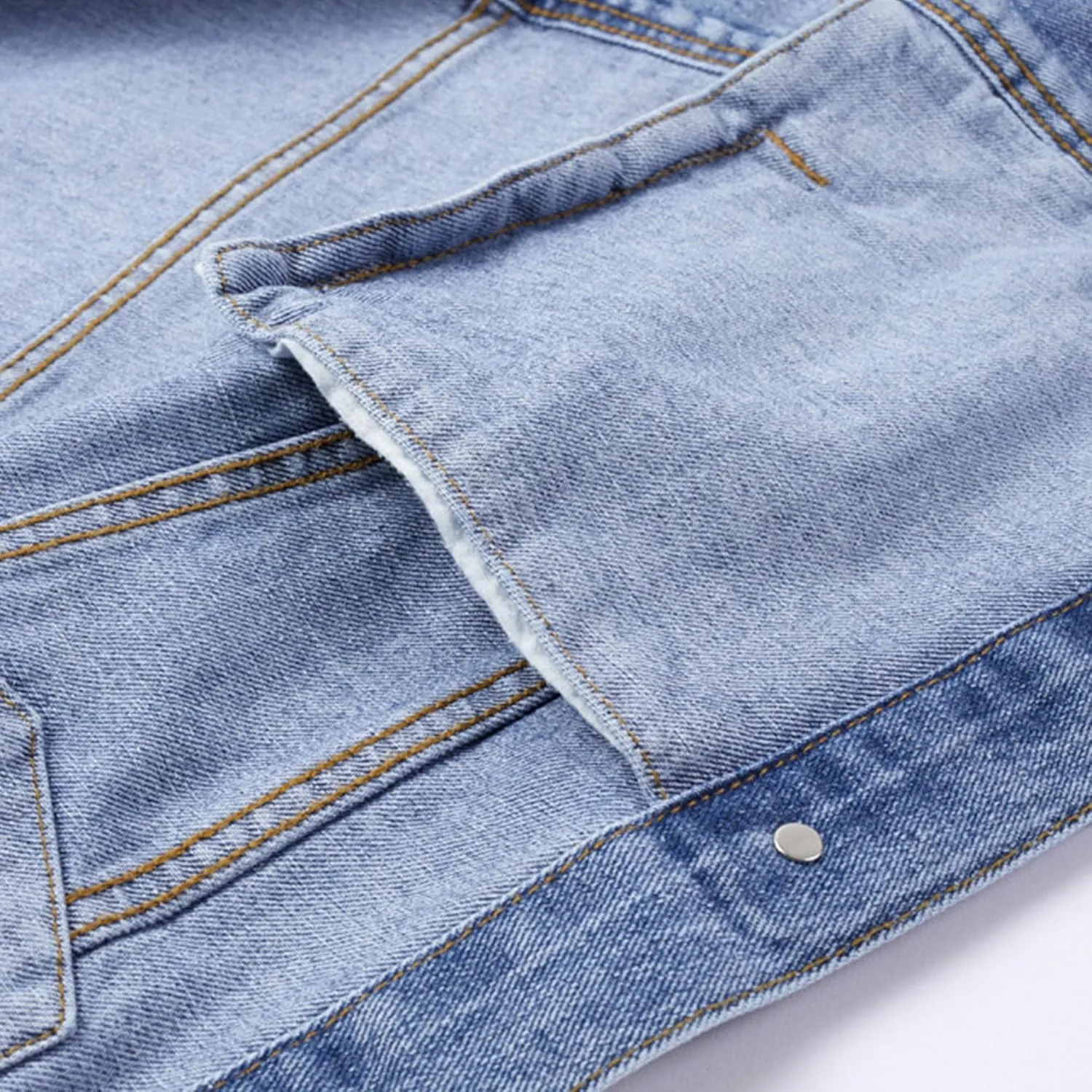 Men's Distressed Ripped Denim Jacket Slim Fit Fashion Workwear Casual Classic Button Down Trucker Jean Coat