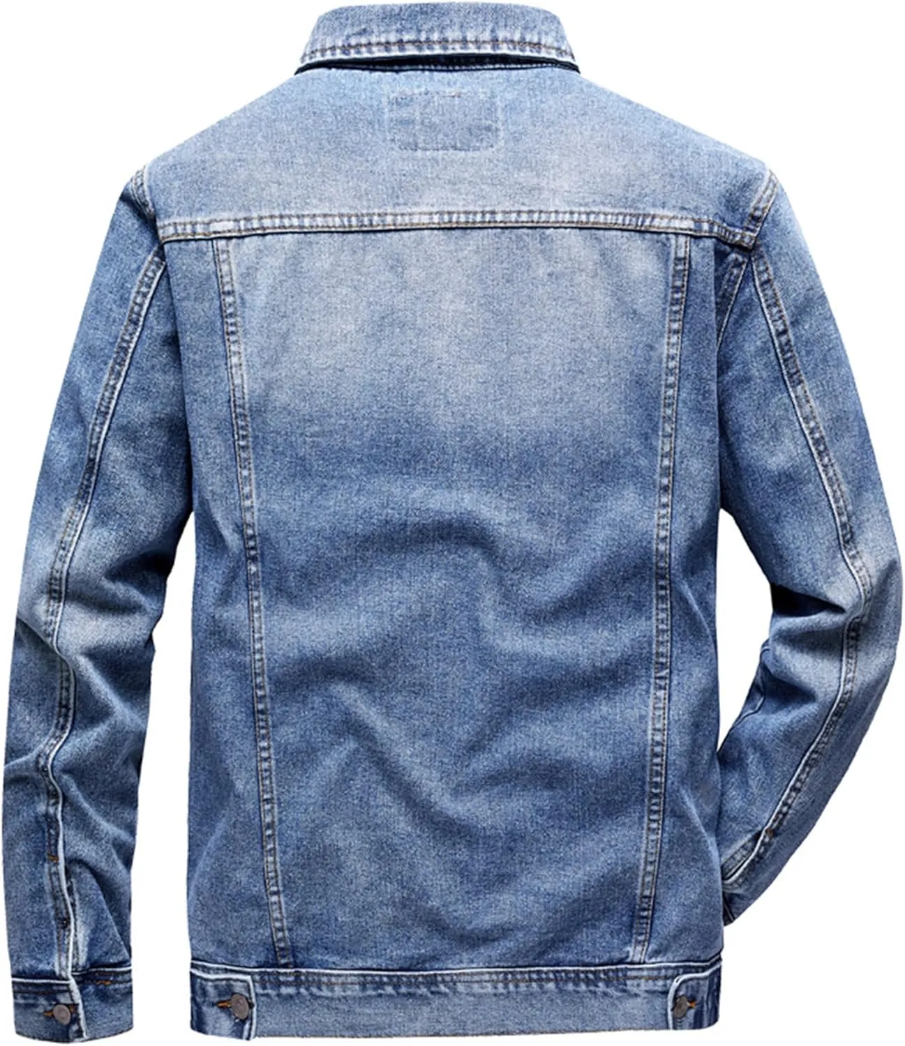 Men's Distressed Ripped Denim Jacket Slim Fit Fashion Workwear Casual Classic Button Down Trucker Jean Coat