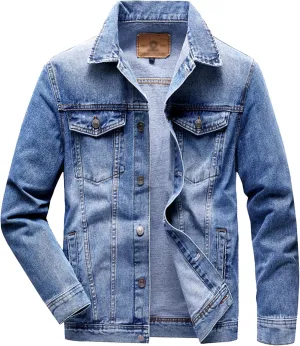 Men's Distressed Ripped Denim Jacket Slim Fit Fashion Workwear Casual Classic Button Down Trucker Jean Coat