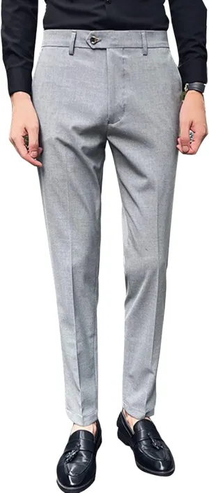 Men's Flex Flat Front Straight Fit Pant Slim-Fit Wrinkle-Resistant Chino Pant Comfort Dress Pant Sweatpants (4X-Large,Light Grey)