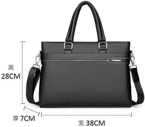 Men's Handbag Soft Leather Large Capacity Leisure Leather Business Ones Shoulder Cross-slung Business Briefcase