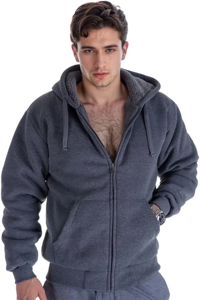 Mens Hoodies Zip Up Thick Sherpa Lined Heavyweight Workout Winter Warm Sweatshirt Jackets