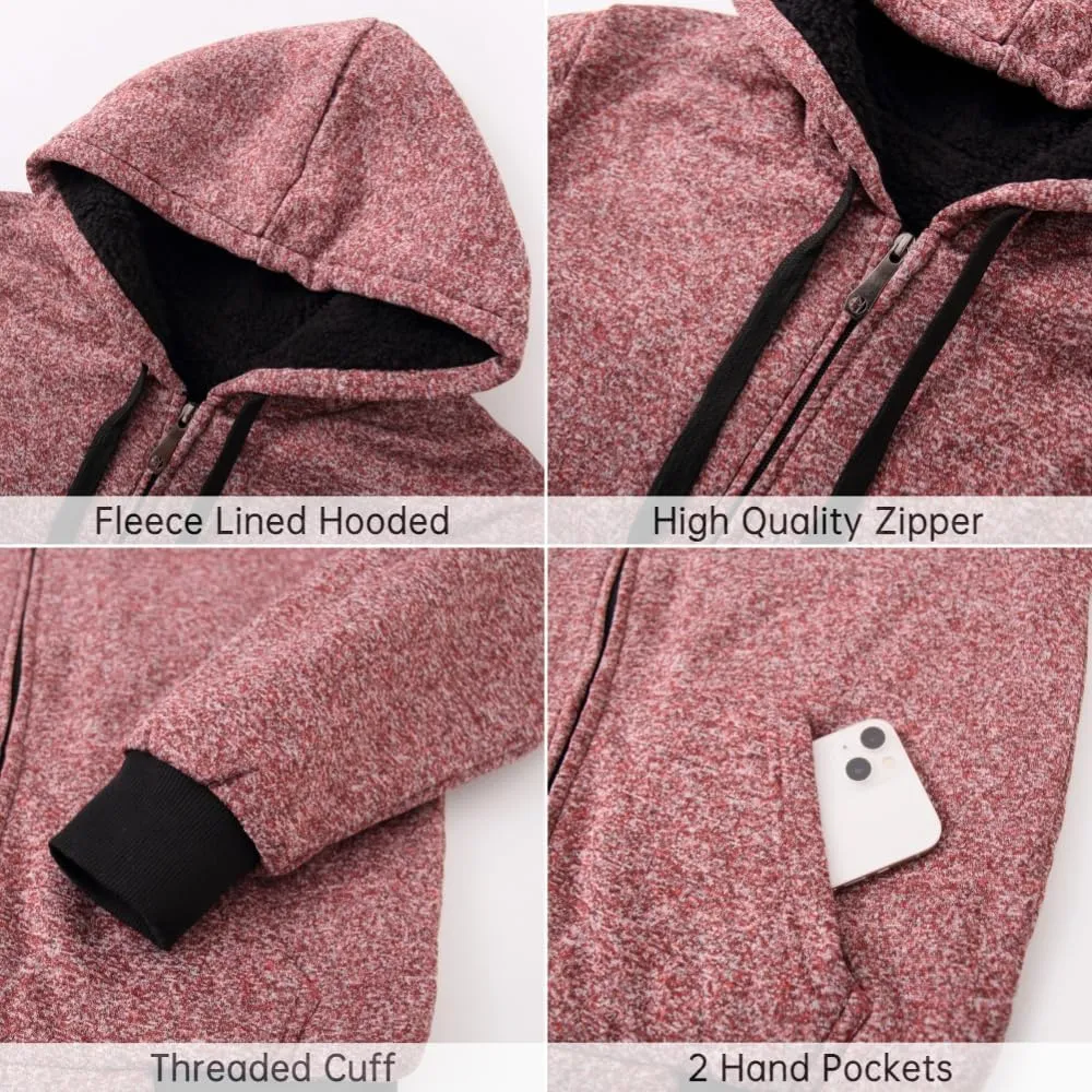 Mens Hoodies Zip Up Thick Sherpa Lined Heavyweight Workout Winter Warm Sweatshirt Jackets