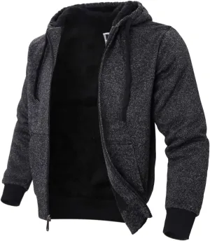 Mens Hoodies Zip Up Thick Sherpa Lined Heavyweight Workout Winter Warm Sweatshirt Jackets