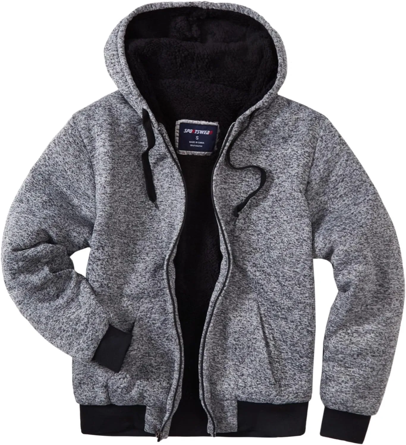 Mens Hoodies Zip Up Thick Sherpa Lined Heavyweight Workout Winter Warm Sweatshirt Jackets