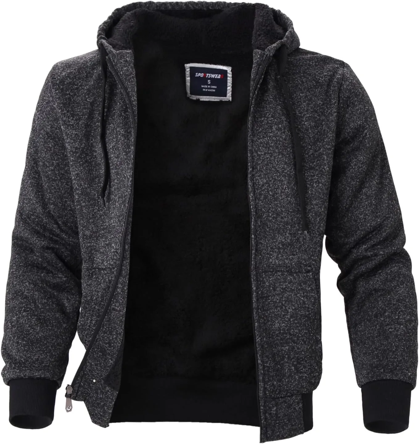 Mens Hoodies Zip Up Thick Sherpa Lined Heavyweight Workout Winter Warm Sweatshirt Jackets