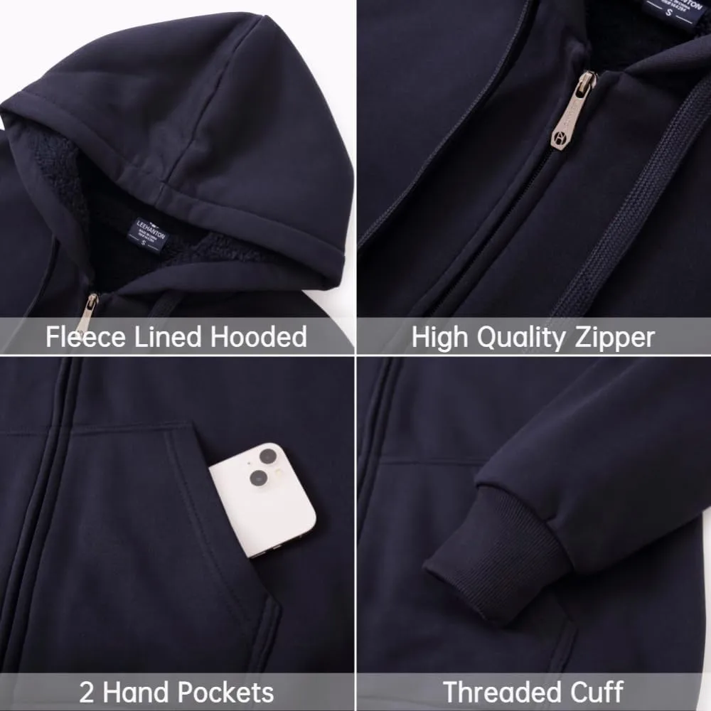 Mens Hoodies Zip Up Thick Sherpa Lined Heavyweight Workout Winter Warm Sweatshirt Jackets