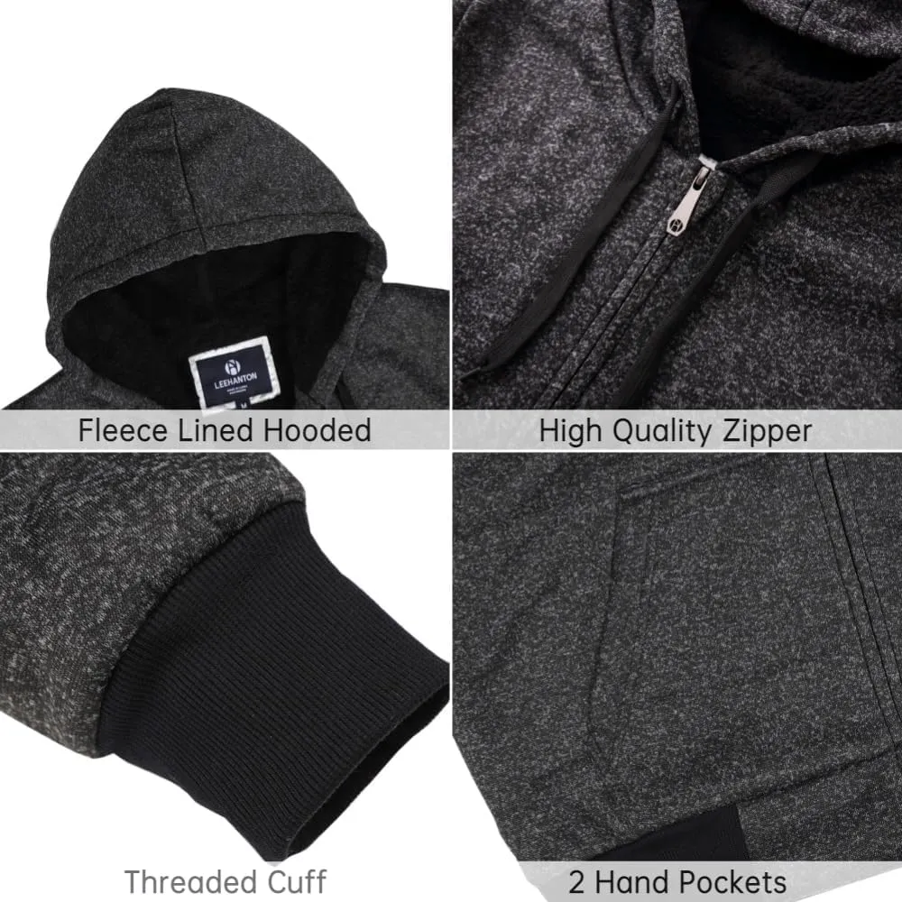 Mens Hoodies Zip Up Thick Sherpa Lined Heavyweight Workout Winter Warm Sweatshirt Jackets