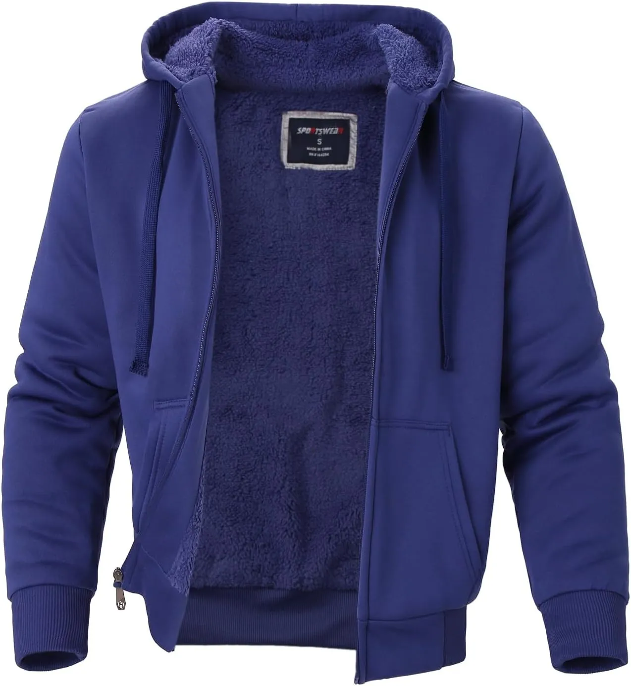 Mens Hoodies Zip Up Thick Sherpa Lined Heavyweight Workout Winter Warm Sweatshirt Jackets