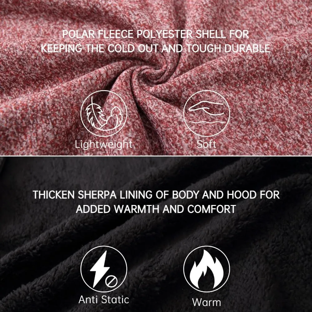 Mens Hoodies Zip Up Thick Sherpa Lined Heavyweight Workout Winter Warm Sweatshirt Jackets