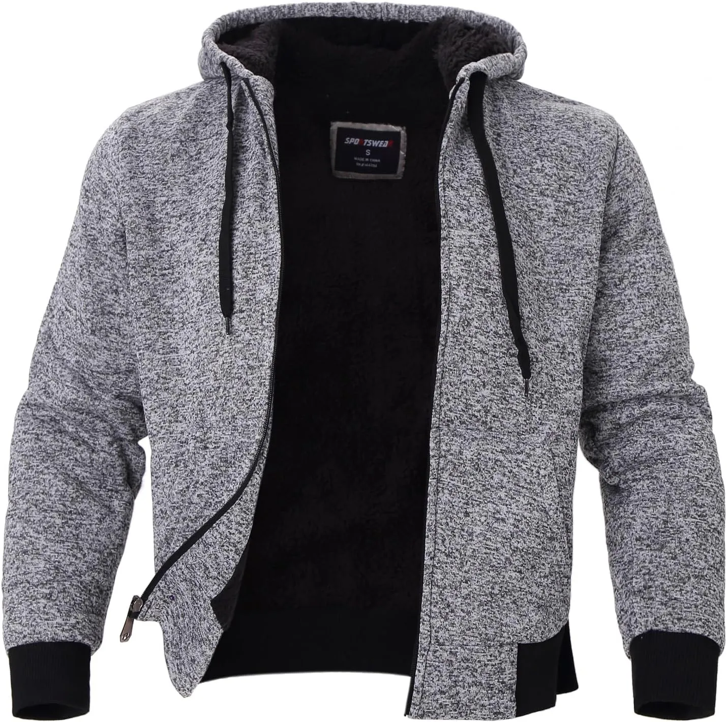 Mens Hoodies Zip Up Thick Sherpa Lined Heavyweight Workout Winter Warm Sweatshirt Jackets