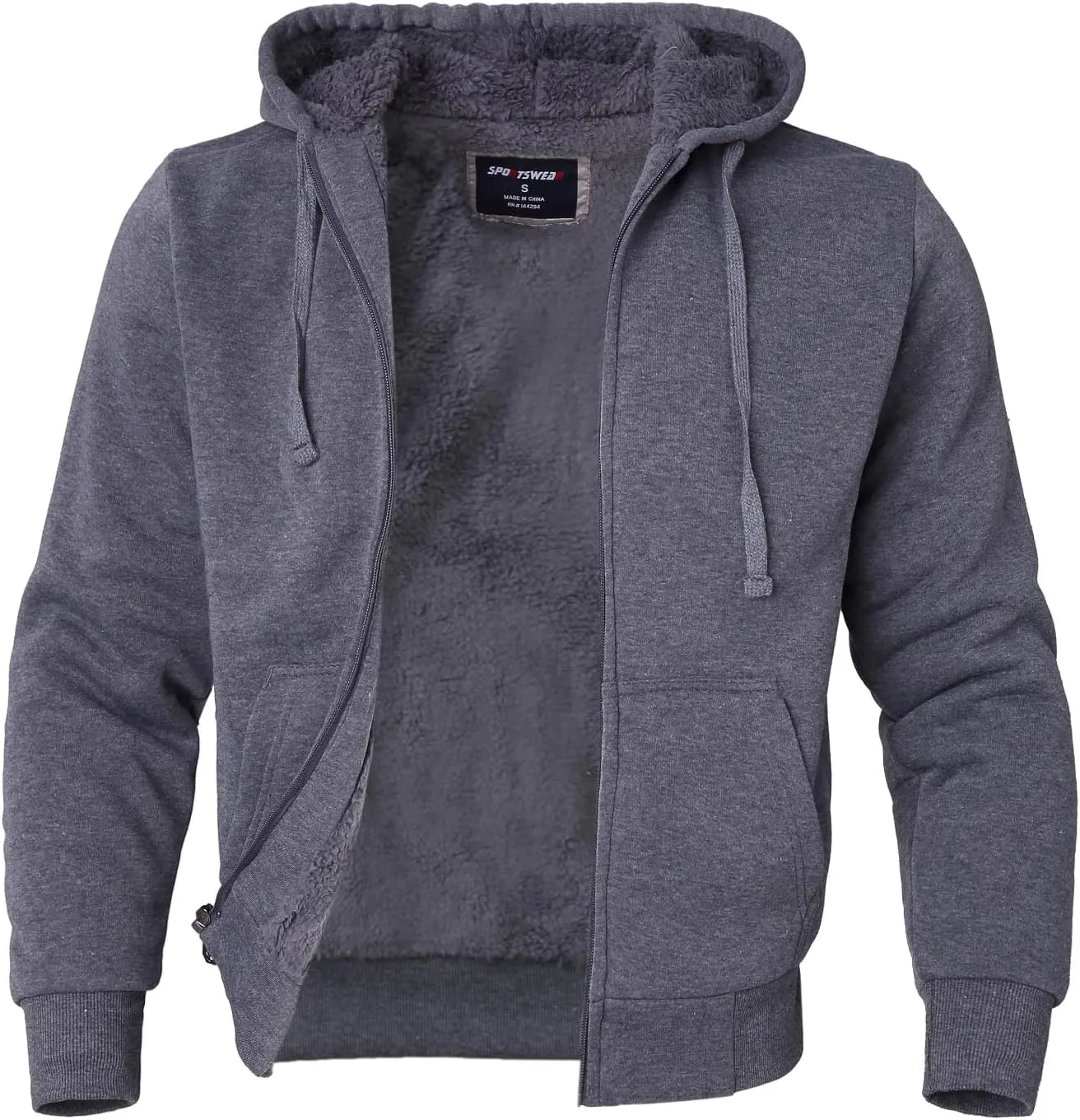 Mens Hoodies Zip Up Thick Sherpa Lined Heavyweight Workout Winter Warm Sweatshirt Jackets