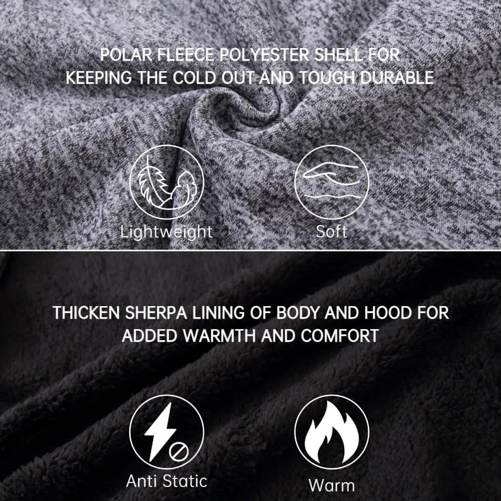 Mens Hoodies Zip Up Thick Sherpa Lined Heavyweight Workout Winter Warm Sweatshirt Jackets