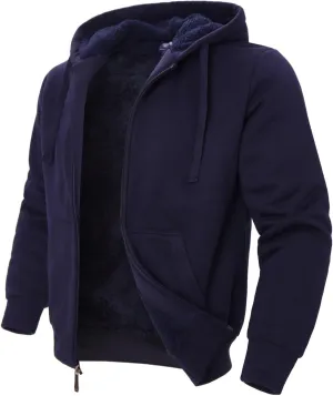 Mens Hoodies Zip Up Thick Sherpa Lined Heavyweight Workout Winter Warm Sweatshirt Jackets