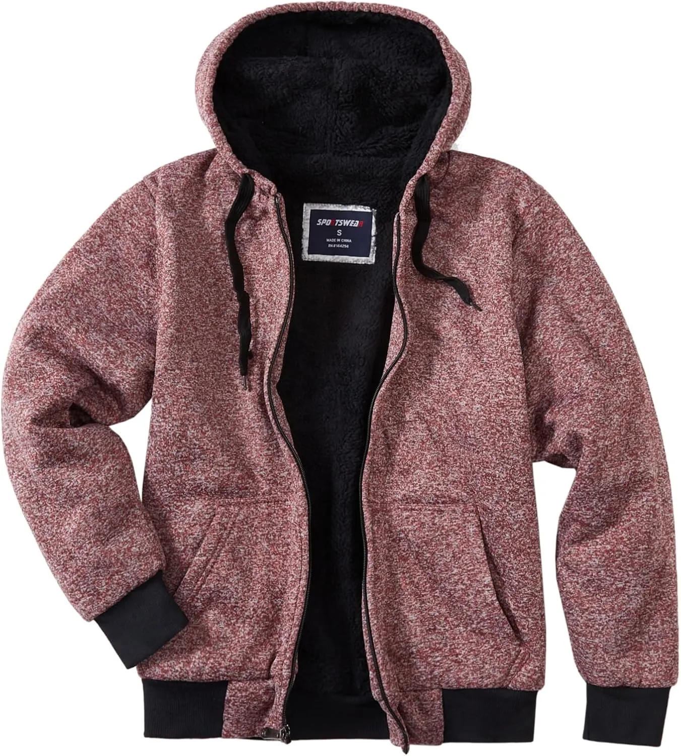 Mens Hoodies Zip Up Thick Sherpa Lined Heavyweight Workout Winter Warm Sweatshirt Jackets