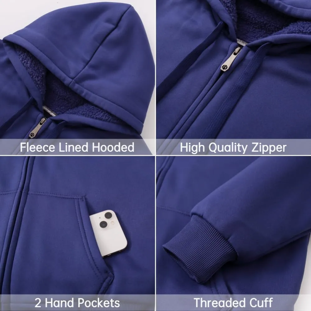 Mens Hoodies Zip Up Thick Sherpa Lined Heavyweight Workout Winter Warm Sweatshirt Jackets