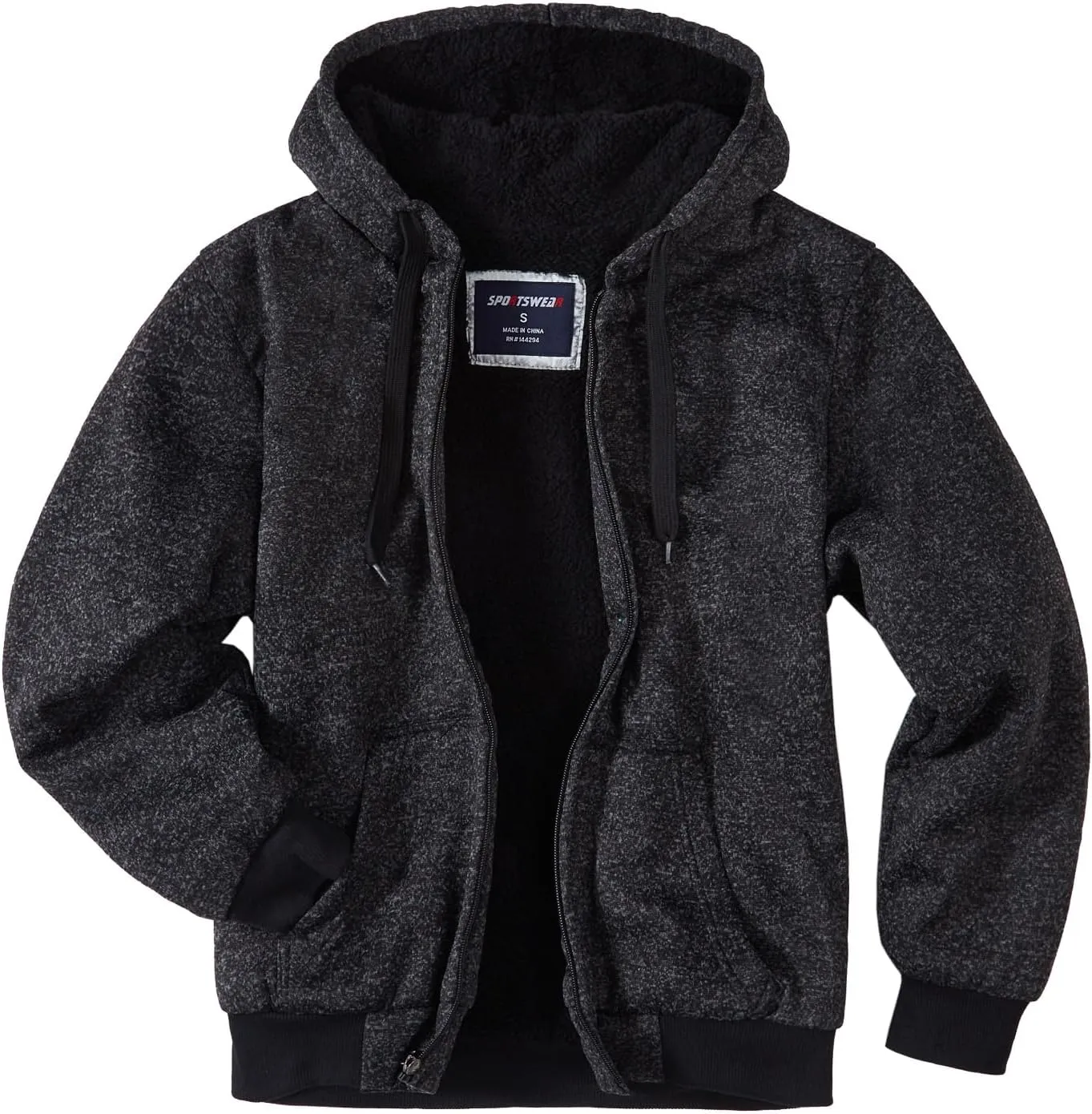 Mens Hoodies Zip Up Thick Sherpa Lined Heavyweight Workout Winter Warm Sweatshirt Jackets