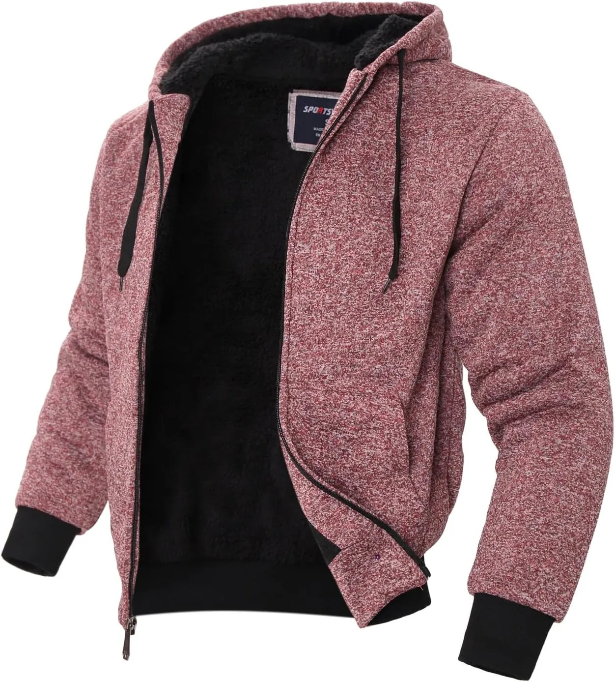 Mens Hoodies Zip Up Thick Sherpa Lined Heavyweight Workout Winter Warm Sweatshirt Jackets