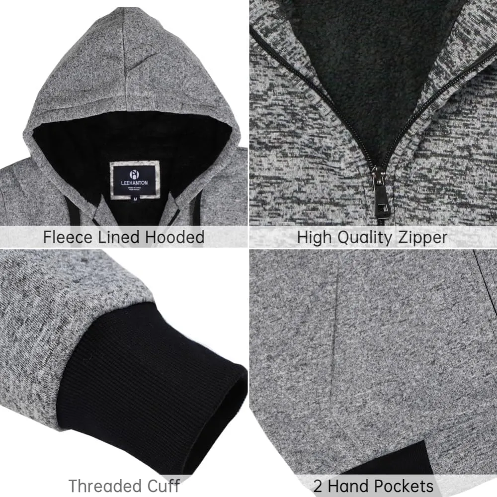 Mens Hoodies Zip Up Thick Sherpa Lined Heavyweight Workout Winter Warm Sweatshirt Jackets