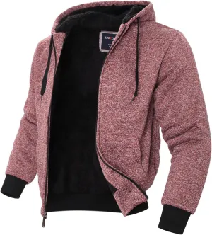 Mens Hoodies Zip Up Thick Sherpa Lined Heavyweight Workout Winter Warm Sweatshirt Jackets