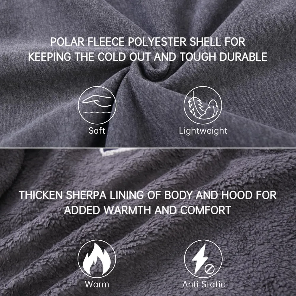 Mens Hoodies Zip Up Thick Sherpa Lined Heavyweight Workout Winter Warm Sweatshirt Jackets