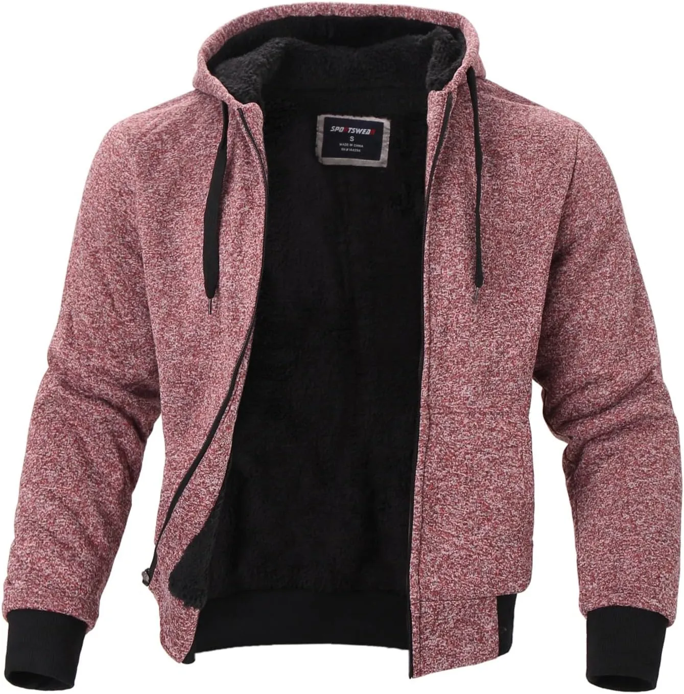 Mens Hoodies Zip Up Thick Sherpa Lined Heavyweight Workout Winter Warm Sweatshirt Jackets