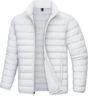 Mens Lightweight Puffer Jackets Warm Puffy Winter Down Jacket Windproof Water Repellent Quilted Coat